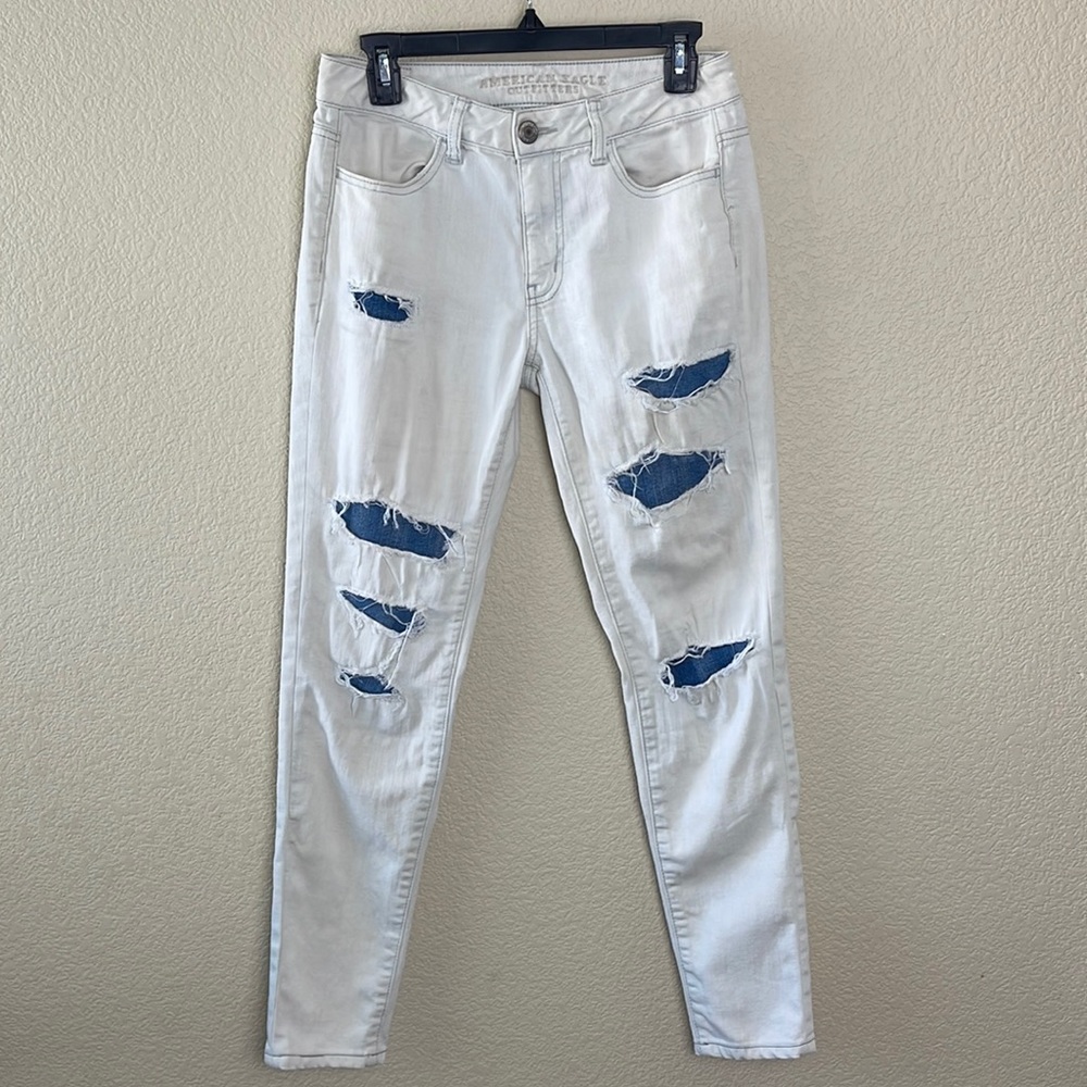 American Eagle Super Stretch Hi-Rise Jeggings Women Size 4 Regular Distressed